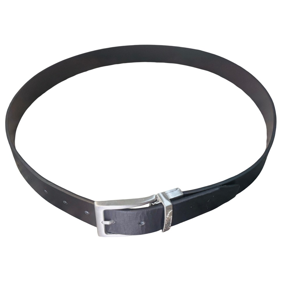 Puma Reversible Belt Mens Black‎ Grey Silver Buckle Casual Dress Belt